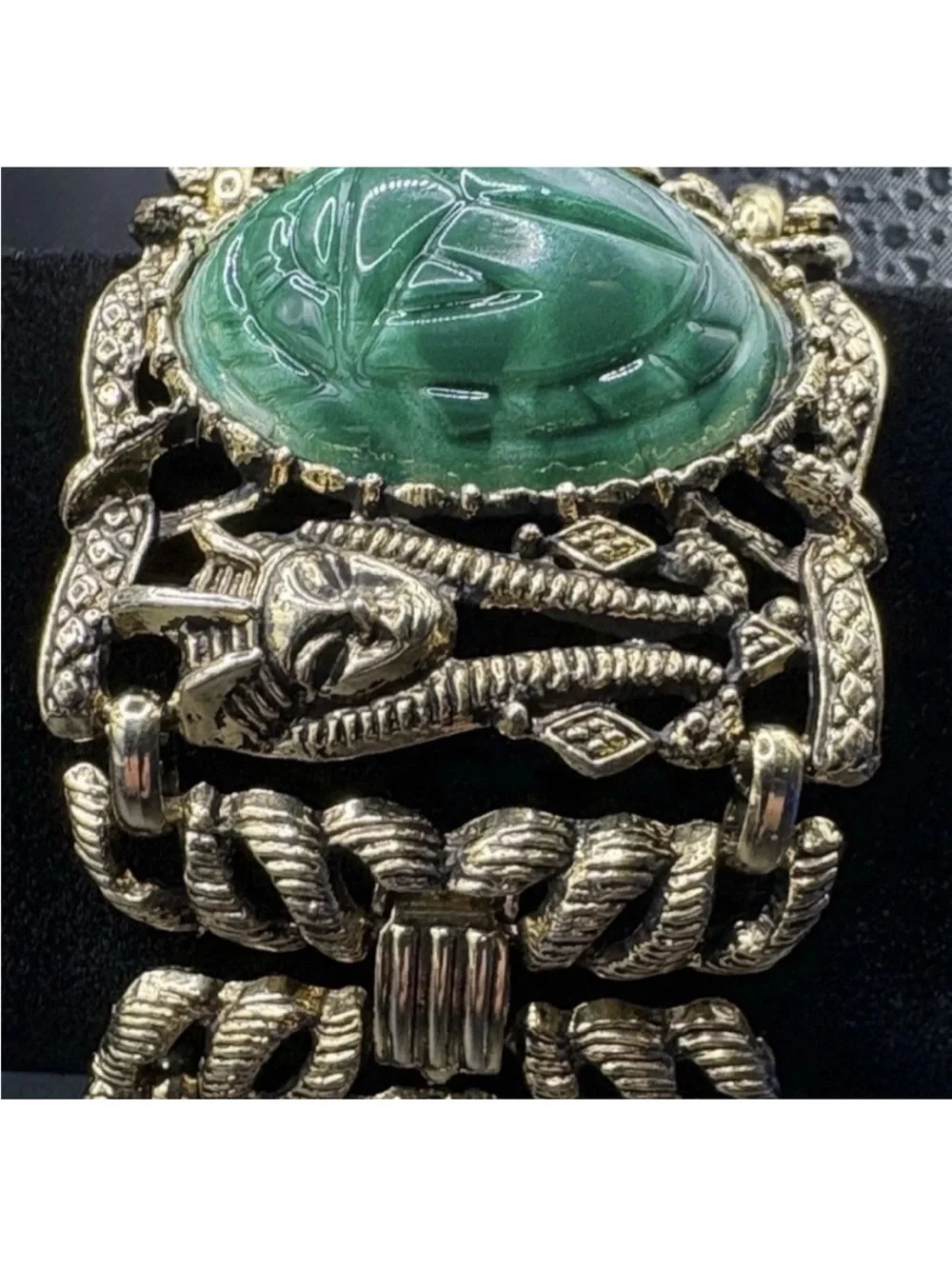 Vintage Egyptian revival bracelet and clip on earrings